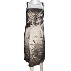 Jessica Howard 18W Metallic Champagne 2 Piece Dress & Cropped Jacket Set Formal